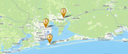 map of three locations