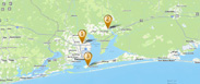 map of four locations